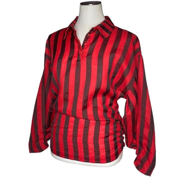 L’Academie The Marion Blouse in Red & Black size Medium - Picture 4 of 11